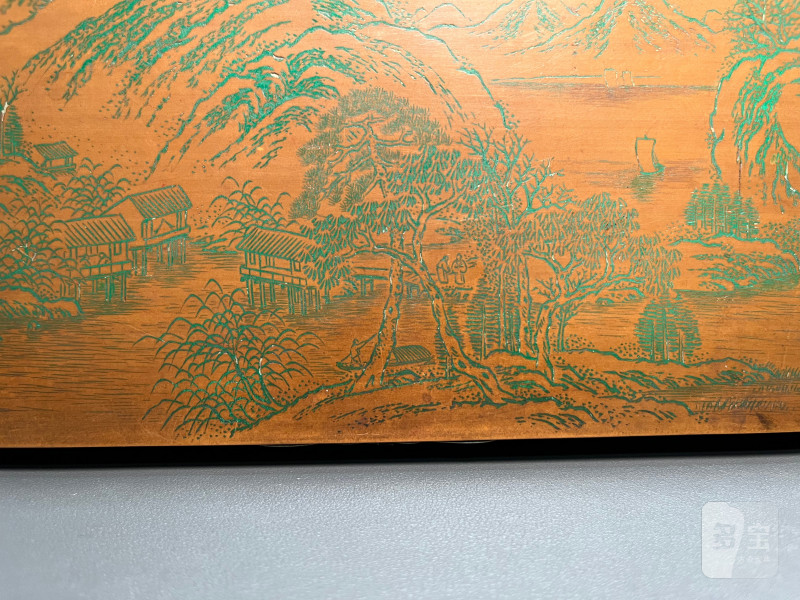 清  竹制“桃花潭图”文具盒 - 图7